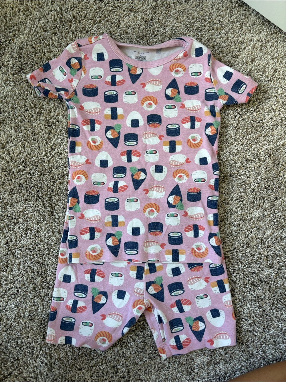 Kids Pink Sushi-Print Pajama Set